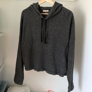 Madewell Cropped Gray Heather Hooded Sweatshirt